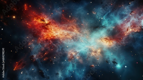 Beautiful Cosmic Nebula in the night sky wallpaper background © Matthew