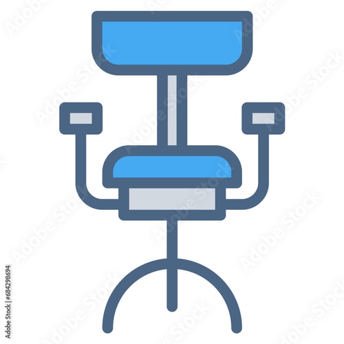 Chair icon or logo illustration filled outline color style. Icons office color.