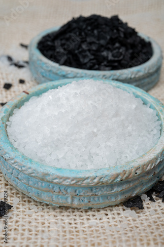 White Mediterranean sea salt, natural salt crystals