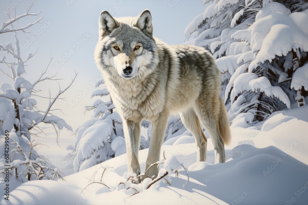Pristine Snowscape With Subtle Imprints Of Wildlife Pristine Snowscape With Subtle Imprints Of Wildlife