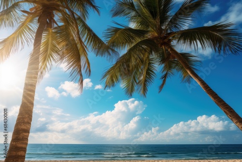 Summer Palm Trees On Beach In Mexico photo