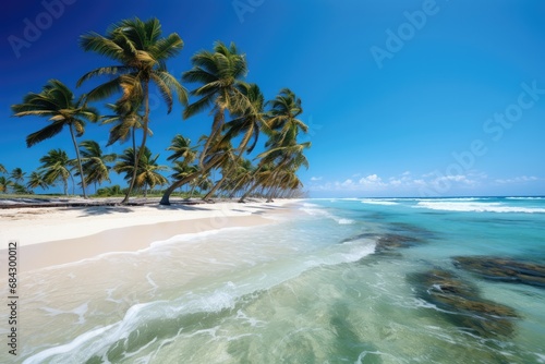 Summer Palm Trees On Beach In Mexico