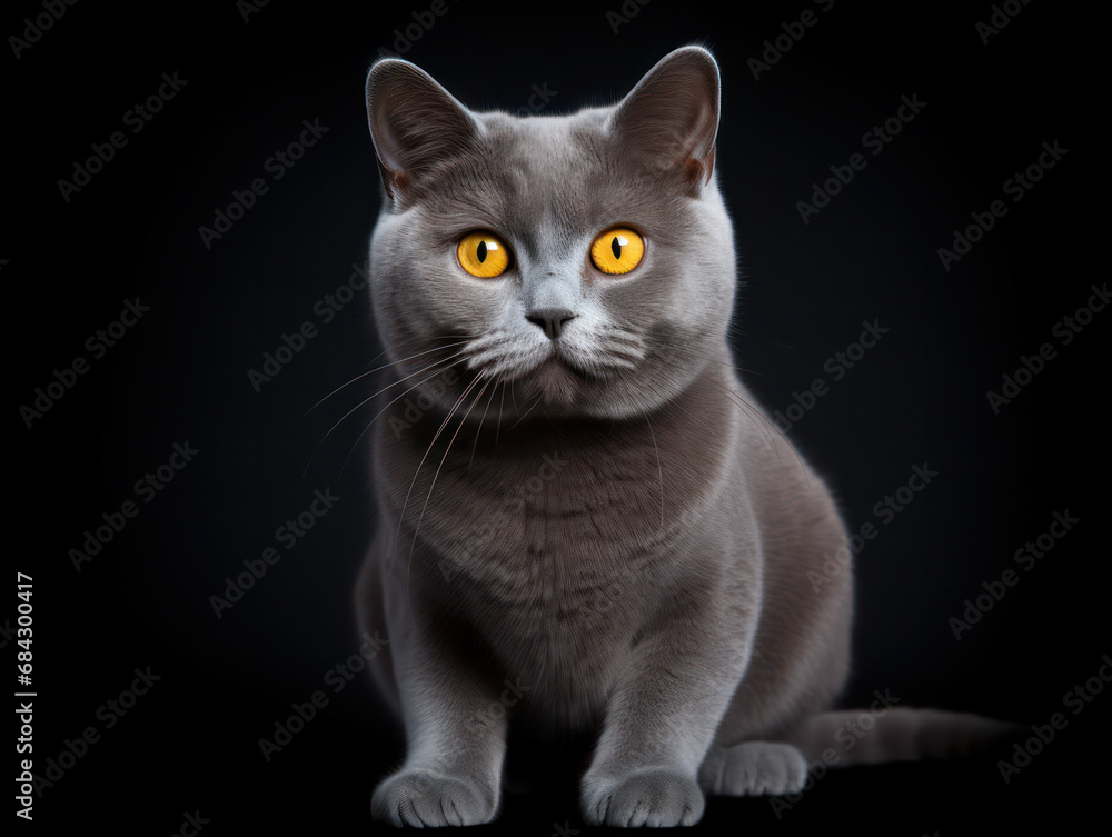 Chartreux Cat Studio Shot Isolated on Clear Background, Generative AI Chartreux Cat Studio Shot Isolated on Clear Background, Generative AI