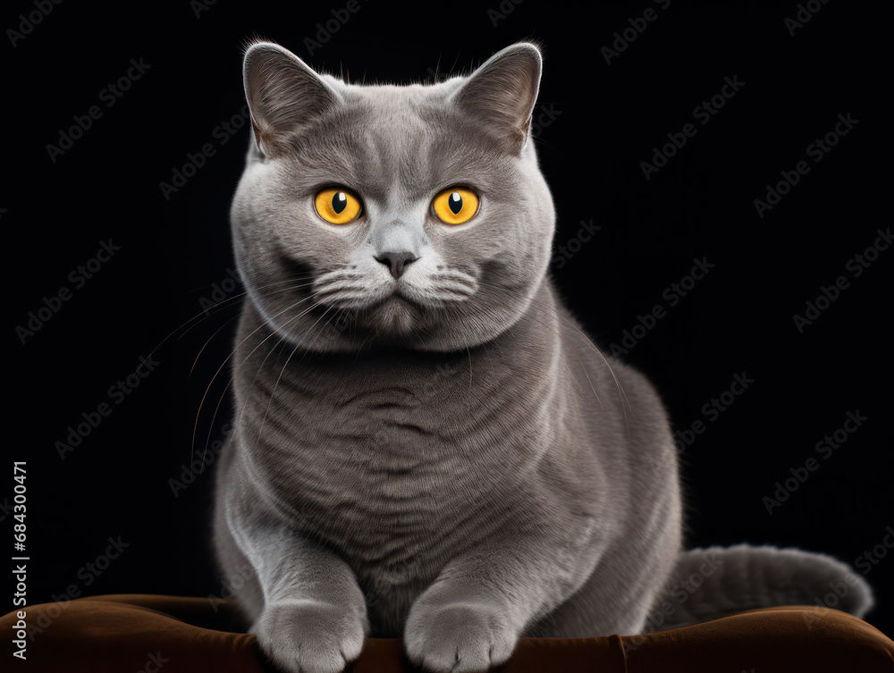 Chartreux Cat Studio Shot Isolated on Clear Background, Generative AI
