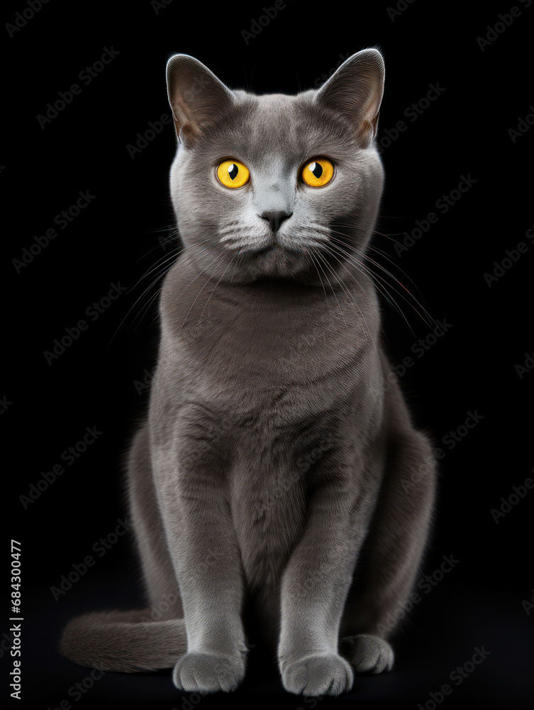 Chartreux Cat Studio Shot Isolated on Clear Background, Generative AI Chartreux Cat Studio Shot Isolated on Clear Background, Generative AI
