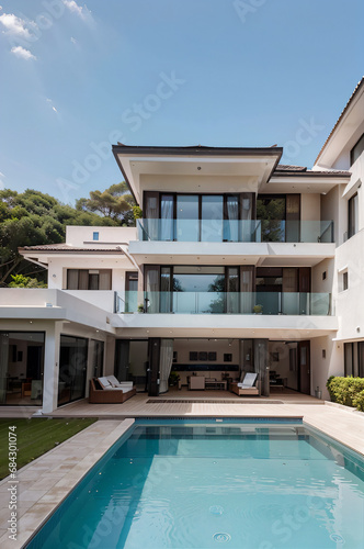 Luxury Home with Outdoor Swimming Pool, Villa in Residential District © home 3d