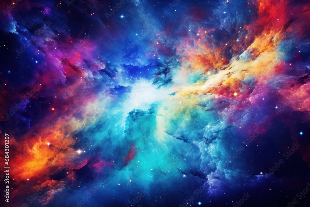 Abstract vision of the cosmos with stars and nebulae in vivid colors