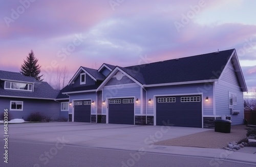 Fotografia houses with two car garages on the road