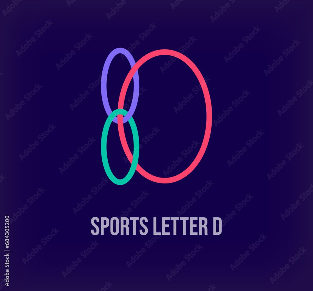 Creative letter D logo with unique round shapes. Creative sports colorful graphics. Vector Creative letter D logo with unique round shapes. Creative sports colorful graphics. Vector