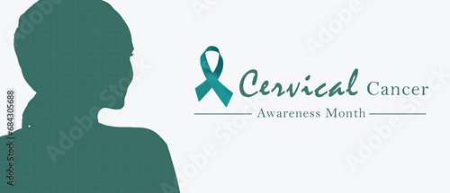 Silhouette a women head for  Cervical cancer awareness month banner photo