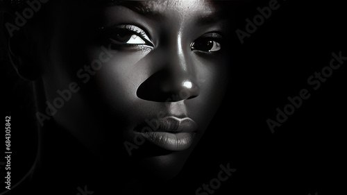 Black and white Portrait of African woman , Black History Month