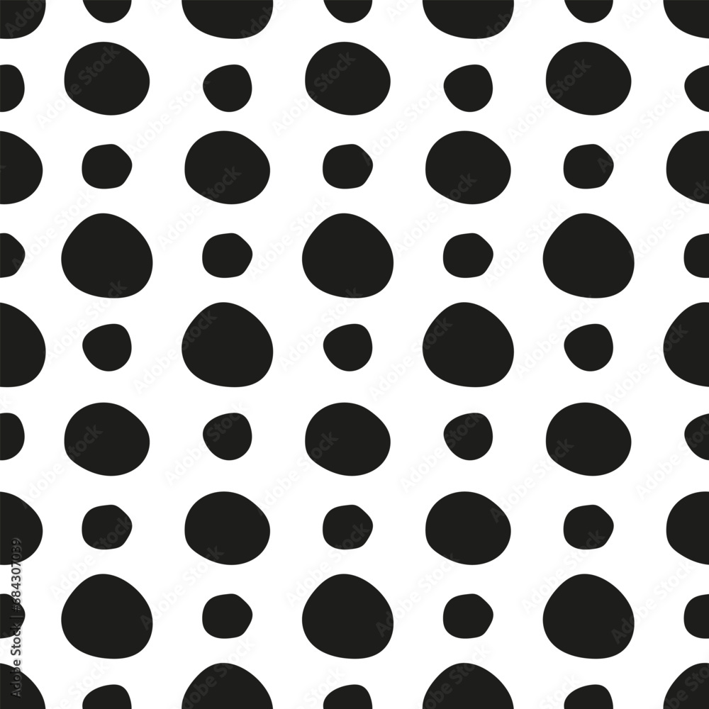 abstract black and white background with round dots. rows of round dots simple seamless pattern. fashion print for fabric