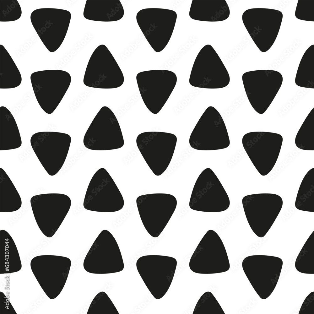 abstract pattern with triangles in different directions. rows of geometric shapes. seamless black and white pattern