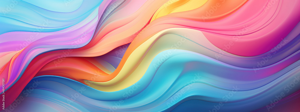 Fototapeta premium Vibrant abstract wallpaper with wavy blue and pink lines.