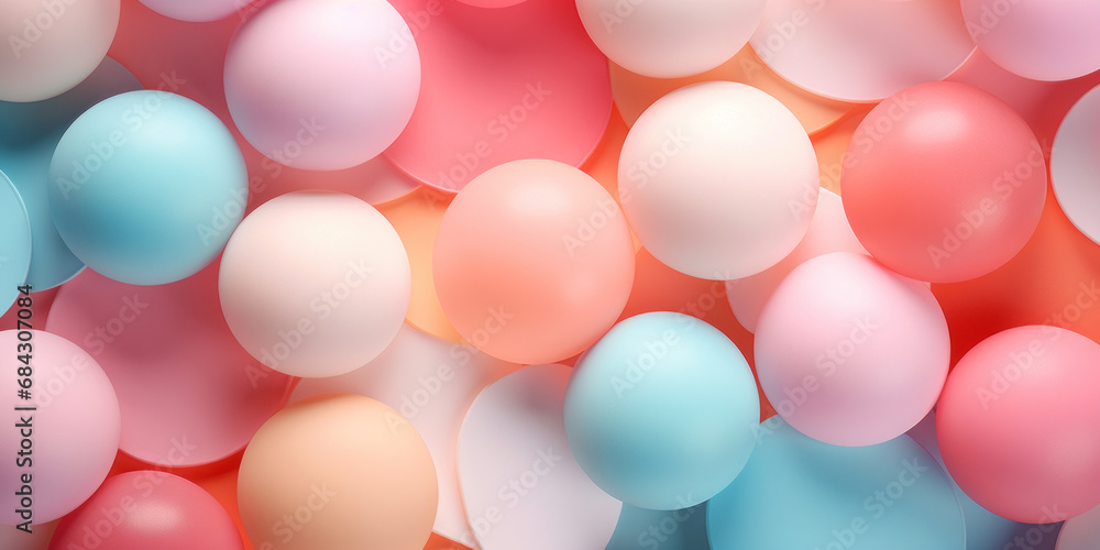 Colorful array of pastel spheres against a soft background. Colorful array of pastel spheres against a soft background.