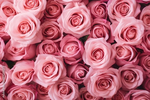 Delicate beautiful pink roses  background with flowers  close-up view from above.