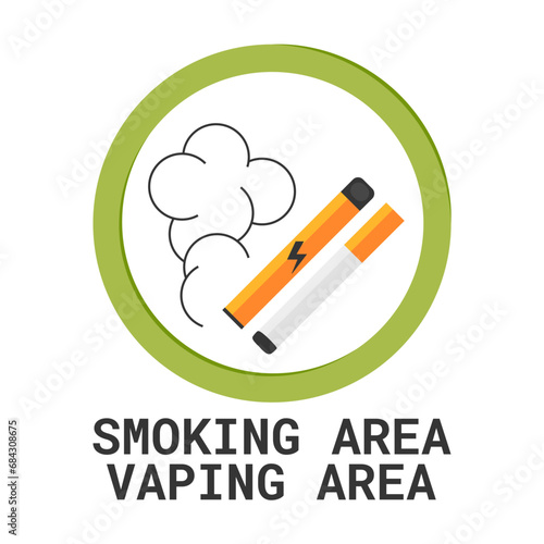 Smoking and vaping area sign, vector icon