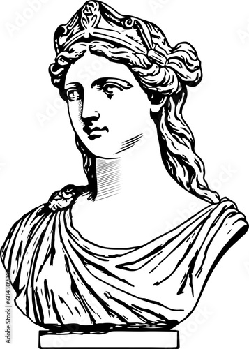 Hestia goddess statue Vintage sketch