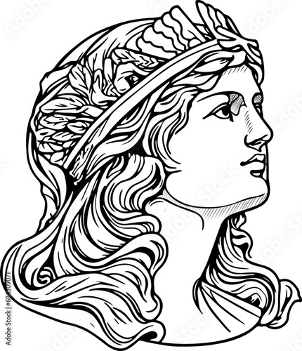 Rhea goddess statue Vintage sketch photo