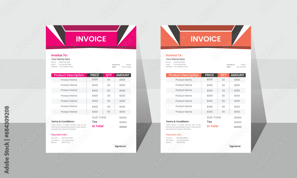 Template for a simple corporate business invoice Template for a simple corporate business invoice