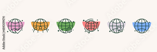 Global icon set. For website business design. Vector illustration