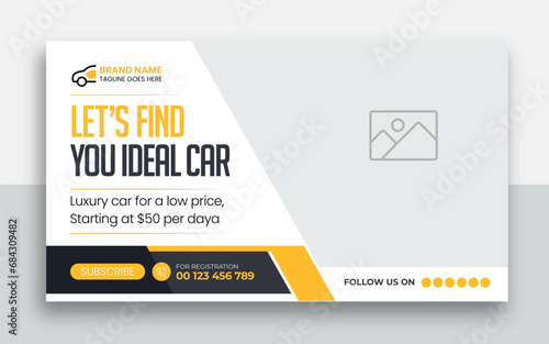  Car rental YouTube thumbnail, social media and web banner template, automotive YouTube thumbnail, Luxury car rent YouTube thumbnail template,