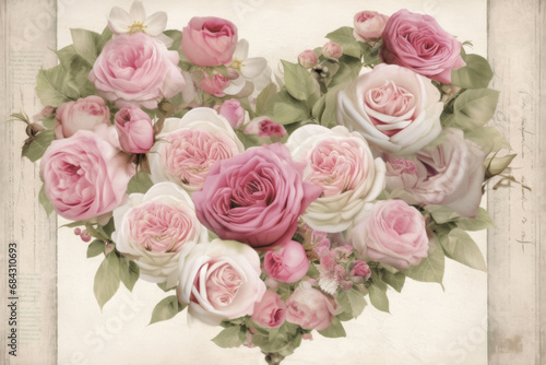 Heart-Shaped Rose Arrangement on Pastel Background © PhotoRK