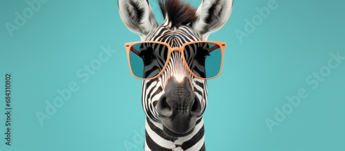 Funny fashionable zebra animal with stylist glasses. AI generated image