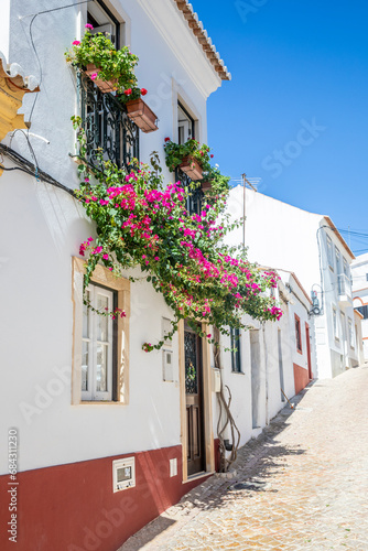Silves city centre with historical buildings and houses