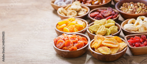 bowls of mixed dried fruits