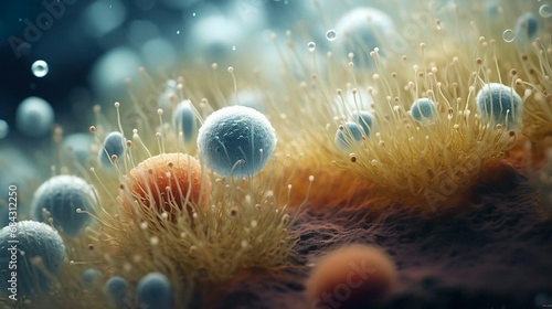 Nano microbe. Virus germ bacteria microorganism and antibody. Dangerous pathogen, microbiology.