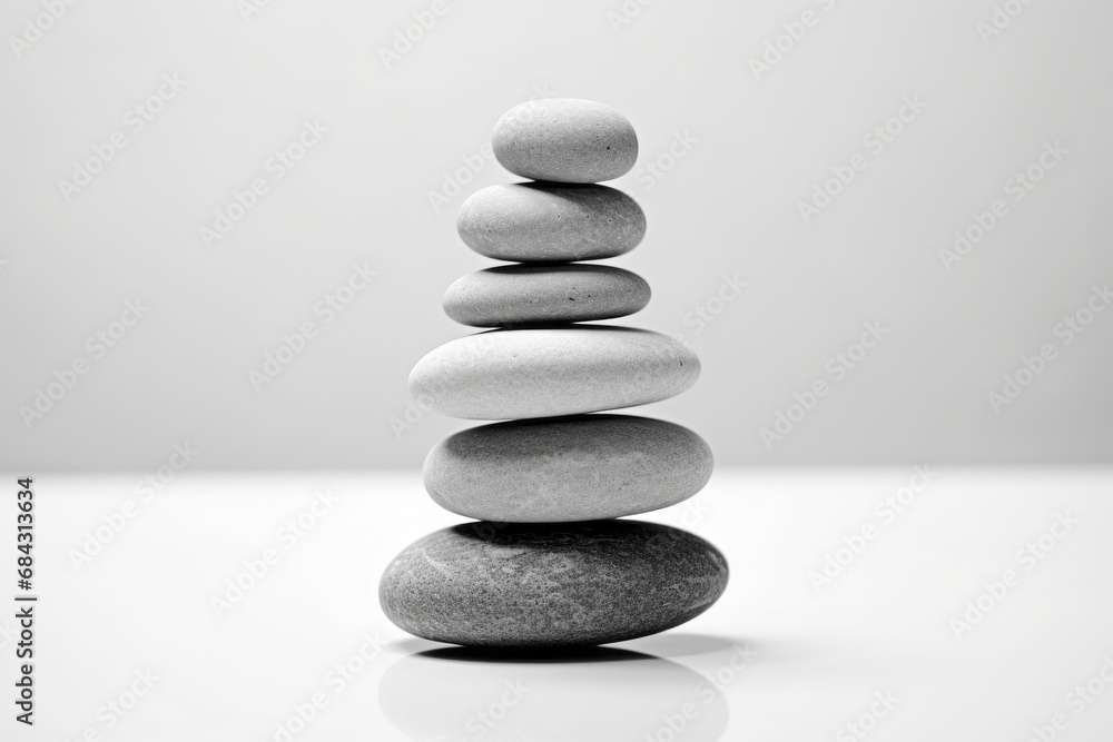 Stack of grey and white stones, muted color tones. Stones piled atop one another. Embracing minimalism. Featuring various shades of grey. Stack of grey and white stones, muted color tones. Stones piled atop one another. Embracing minimalism. Featuring various shades of grey.