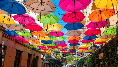colorful umbrellas in the street