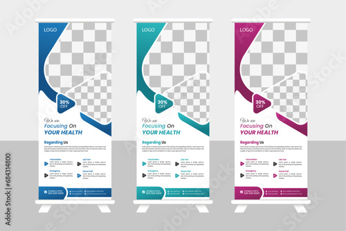 modern healthcare rollup banner design template.