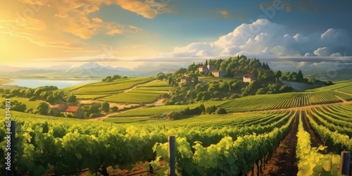 Beautiful landscape of Vineyards in European region in summer season comeliness