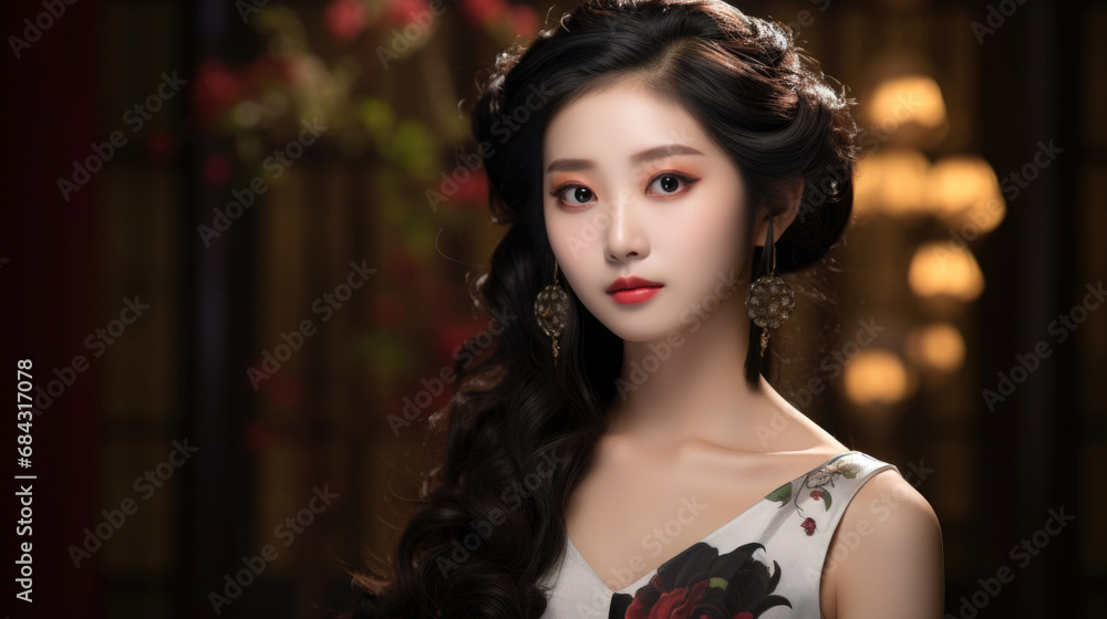 Fototapeta premium chinese asian hair model