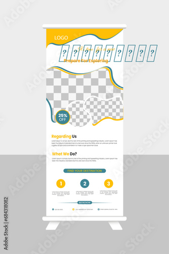 Creative roll up banner template for travel agency .