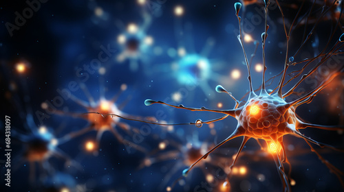 Synaptic pathways within brain neurons. Cognitive responses. Cerebral cortex. Nervous signals.