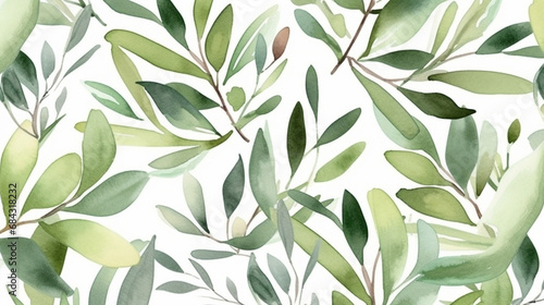 Olive tree leaves on white background. AI Generated