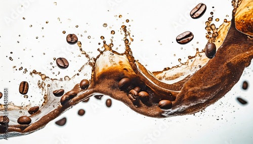 wave of coffee splashing with beans photo