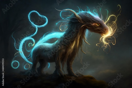 Fantasy creature with glowing tendrils