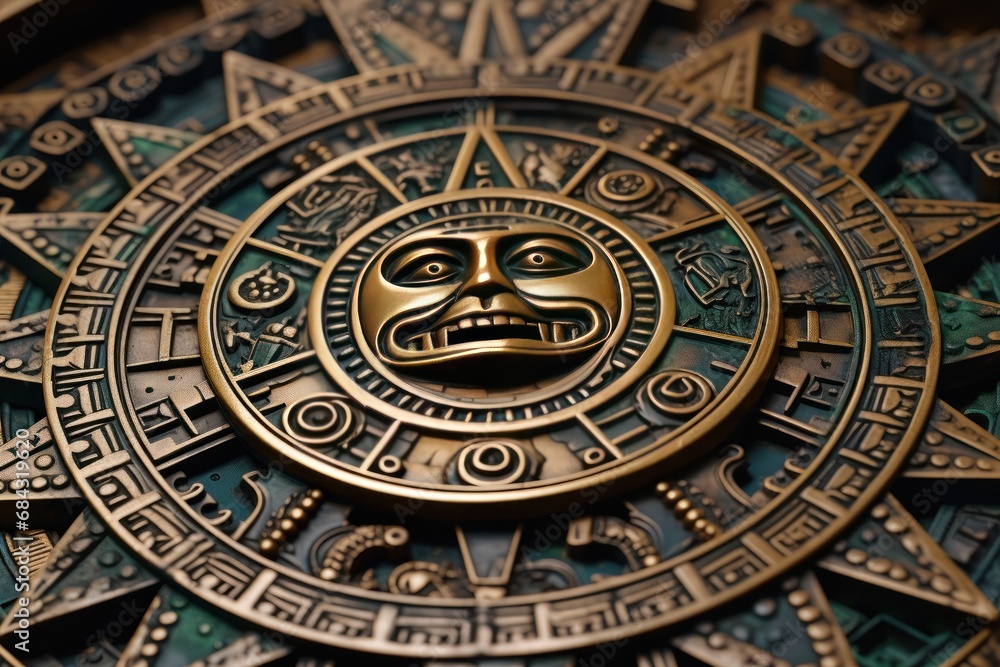 Aztec calendar. Astrological symbol of the Zodiac, Native Americans Concept . Aztec