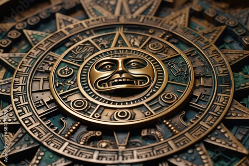 Aztec calendar. Astrological symbol of the Zodiac, Native Americans Concept . Aztec