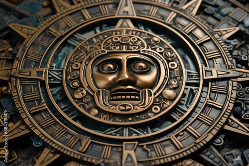 Aztec calendar. Astrological symbol of the Zodiac, Native Americans Concept . Aztec photo