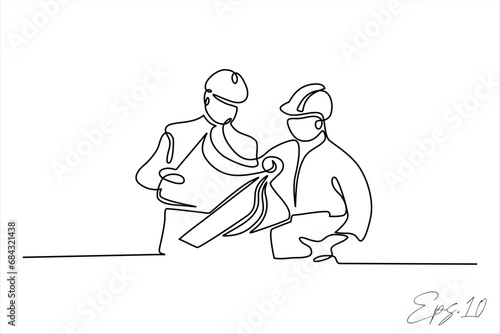 continuous line vector illustration design of building foreman