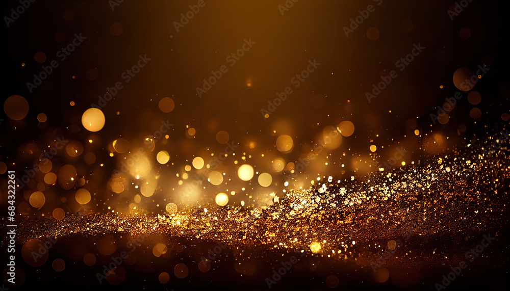 Dark shiny golden glitter background - obrazy, fototapety, plakaty 