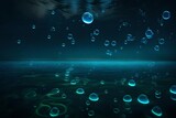 Bioluminescent bubbles rising in the water