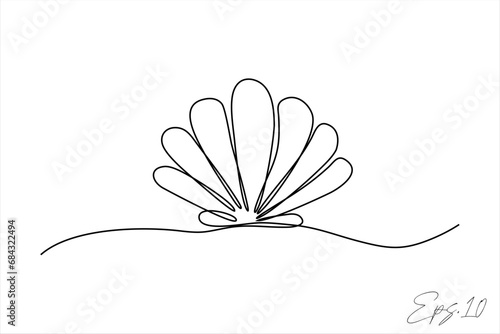 continuous line vector illustration design of seashell
