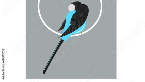 Sleepy bird on a branch