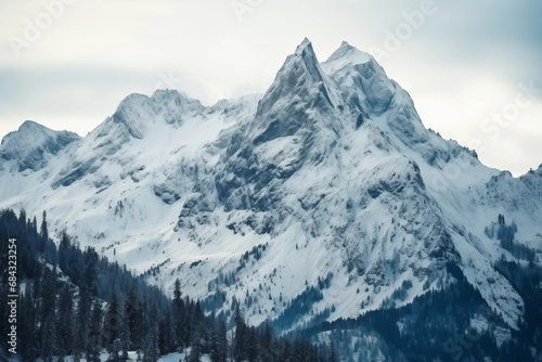 Winter Snowy Mountain Peaks